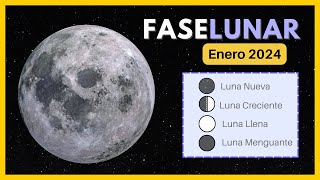 🌘Fases de la luna enero 2024✨Calendario Lunar de enero 2024🌙Luna hoy luna calendariolunar youtube [upl. by Aleece194]