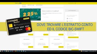 ESTRATTO CONTO E CODICE BICSFIFT DI POSTEPAY EVOLUTION SUL SITO POSTE IT [upl. by Daney]