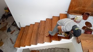 How to build Stairs Building And Installation A Wooden Staircase Treads [upl. by Atig]