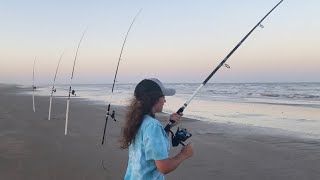 Watch for stingrays Surf Fishing the Texas coast Corpus Christi TX [upl. by Aihtnis753]