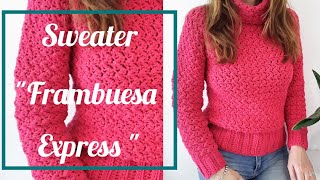 Sweater Frambuesa Expresspolera top down a crochetmanga ranglanpunto suzetteturtleneckcrochet [upl. by Eerb61]