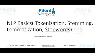 L 1 NLP Basics Tokenization Stemming Lemmatization Stopwords [upl. by Riannon]