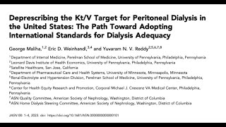 Mar 2023  Deprescribing the KtV Target for PD in the US [upl. by Fonzie160]