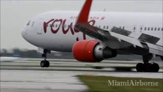 Closeup Landing Air Canada Rouge 767300 at Ft Lauderdale International [upl. by Nitsrek]