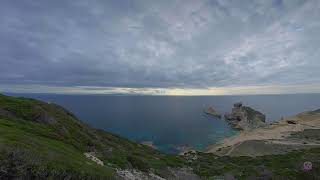 La plage de St Antoine vue depuis les hauteurs du phare de Capo Pertusato à Bonifacio en Corse [upl. by Rubi757]