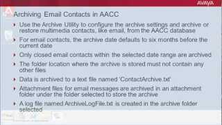 Archiving Email Contacts in Avaya Aura Contact Center AACC [upl. by Akeem13]