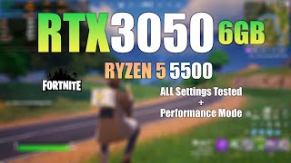 RTX 3050 6GB  Fortnite Performance mode  All Settings Tested [upl. by Yelekreb219]