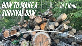 How to Make A Survival Bow  1 Hour Build [upl. by Afatsuom288]