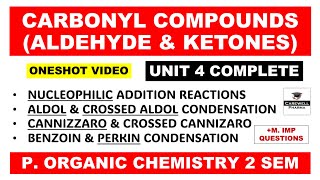 Unit 4 Carbonyl Compounds  Complete  Aldehyde and Ketones  organic chemistry b pharm 2nd semester [upl. by Emerson]