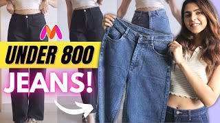 Under 800 High Waist Jeans Haul  Myntra Haul  Ishita Khanna [upl. by Nnylirej209]