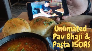 Unlimited Pav bhaji Mumbai in 150 rs  Unique Pasta Recipe Indian Style Hacked Of MrFoody Borivali [upl. by Nilrak43]