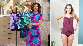 Denim amp Co Beach Draped Tankini with Ruched Waist Brief on QVC [upl. by Miru]