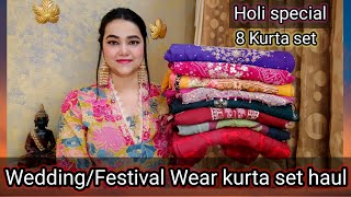 WeddingFestival special Kurta set amp kurta haul from fashor Beautiful kurta set haul  Pooja choyal [upl. by Ardiekal]