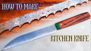 How to make Kitchen Knife  Making kitchen knife from old rusty saw blade🔪🔪 [upl. by Asoj476]