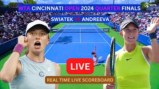 Iga Swiatek Vs Mirra Andreeva LIVE Score UPDATE Today Tennis 2024 WTA Cincinnati Open Quarter Finals [upl. by Atwater771]