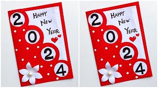 Happy New year card 2024  New year greeting card handmade  DIY New year card 2024 [upl. by Rolando]