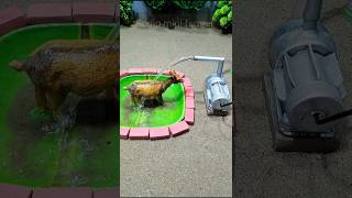 Mini tractor making mini motor water pump project horse water bathed shorts shortvideo  313 [upl. by Calabrese]