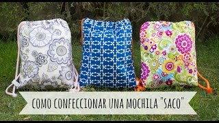 DIY  Confeccionar una mochila estilo saco  How to make a quotDrawstring Backpackquot  MANNEKEN [upl. by Ahsiener]