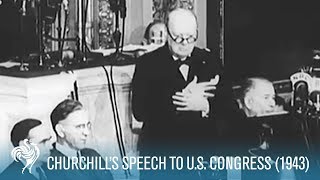 Sir Winston Churchills Fighting Speech To US Congress 1943  British Pathé [upl. by Bernette659]