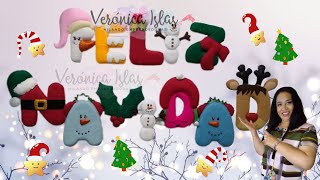 Como hacer un letrero de feliz navidad de fieltro  letras decoradas [upl. by Ataynek792]