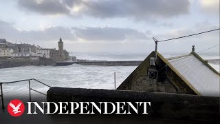 Rough sea in Cornwall as Storm Eunice hits England [upl. by Twum]