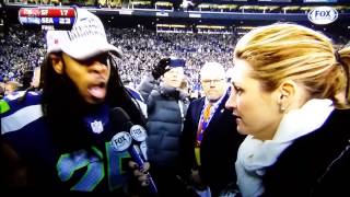 Richard Sherman postgame interview NFC Championship w Erin Andrews [upl. by Adeehsar]