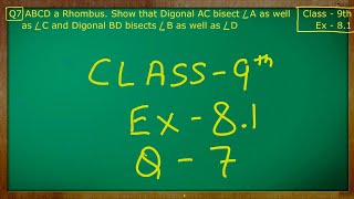 Class  9th Maths  Quadrilaterals  Ex 81 Q no 7 solved ncert cbse [upl. by Athenian]