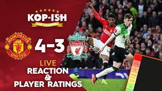 WASTEFUL REDS OUT OF FA CUP  MAN UTD 43 LIVERPOOL  LIVE MATCH REACTION amp PLAYER RATINGS [upl. by Atiuqat]