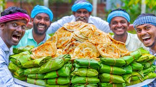 KIZHI PAROTTA  Banana Leaf Parotta Recipe Cooking In Village  Soft Layered Mutton Kizhi Parotta [upl. by Waters485]