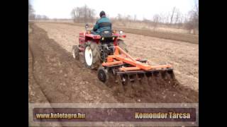 140cmes függesztett Komondor tárcsa Yanmar F215D típusú japán kistraktorral [upl. by Patti]