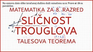 Talesova teorema – Zadatak 1  Matematika za 8 razred [upl. by Neoma]