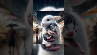 🐰Cute Rabbit Rescued The Poor Little Kitten rabbit cat kitten funny ai remix [upl. by Shoemaker]