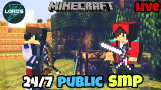 Public smp 247  Java  Pocket  Bedrock Edition  Minecraft Live  Lords Gaming [upl. by Ladonna]