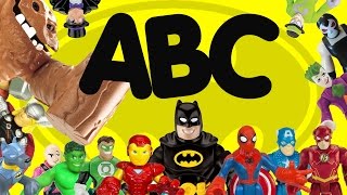 Superhero ABC with Batman Spiderman Superman IronMan imaginext toys [upl. by Rosette]