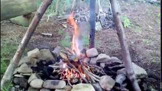 First fire started with birch bark and ferro rodstriker [upl. by Eihtak775]