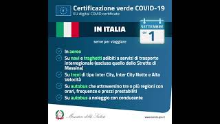 Certificazione Verde COVID19 cosa cambia dal 1° settembre 2021 [upl. by Giliana]