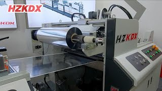 Metalized thermal film lamination demo in Drupa laminating Italian hot knife laminator pelliculage [upl. by Norty]