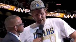 2011 NBA Finals MVP Dirk Nowitzki  MVP Award Trophy Presentation [upl. by Peckham912]