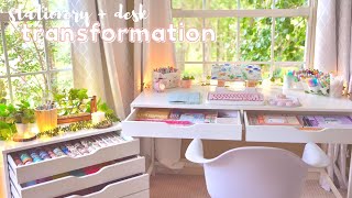 Desk  stationery organization makeover ✨🌿 back to school 2021 [upl. by Ajnin]