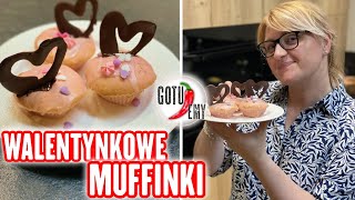 Walentynkowe muffinki 🧁 Z czekoladowym sercem ❤️ GOTUJEMY [upl. by Base]