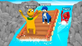 ¡NO TE CAIGAS en LA CASCADA DE AGUA para GANAR 🌊😱 Human fall flat CON MIKECRACK Y RAPTOR [upl. by Ajiak]