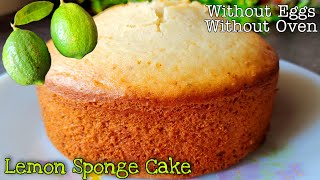 Lemon Sponge Cake  Easy Spongy Eggless Cake In Kadhai  No Essence Cream Curd Condensed Milk [upl. by Zaccaria]