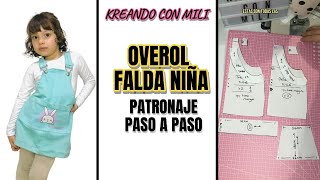 Overol Falda para niña  Patronaje Fácil [upl. by Knarf]