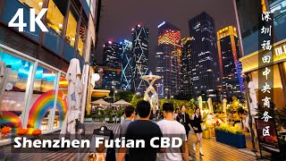 Night Walk Around Futian CBD in Shenzhen China  4K Walking Tour Video [upl. by Snahc]