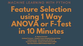 Feature Selection using 1 Way ANOVA or FTest in 10 Minutes [upl. by Phylis]