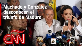 Palabras de María Corina Machado y Edmundo González tras los resultados  Elecciones en Venezuela [upl. by Dominica]