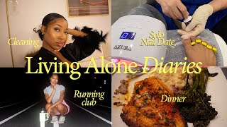 Living Alone Diaries Running Club  Solo Nail date  Dinner  Cleaning [upl. by Hpesoj943]