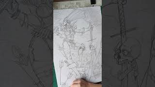 War horsewoman of the apocalipse sketch drawing sketchbook art illustration timelapseart [upl. by Polloch]