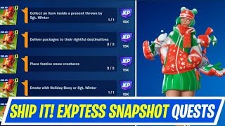 Fortnite Complete Ship It Express Snapshot Quests Day 3  How to EASILY Complete Winterfest Quests [upl. by Harriet]