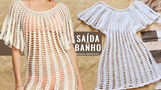 Saída de banho de crochê manga morcego  MOÇA PRENDADA [upl. by Annahahs]